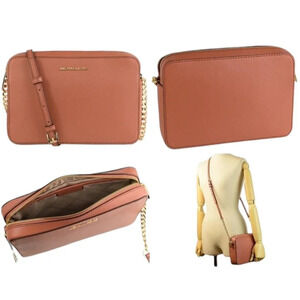 Michael Kors Pink Crossbody Jet Set Purse Saffiano Leather